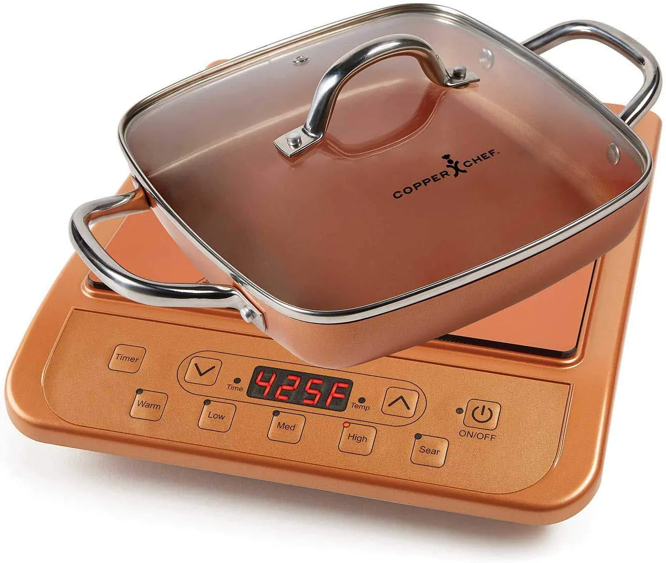 Copper Chef Induction Cooktop (Cooktop and 11" Casserole Pan, Copper)