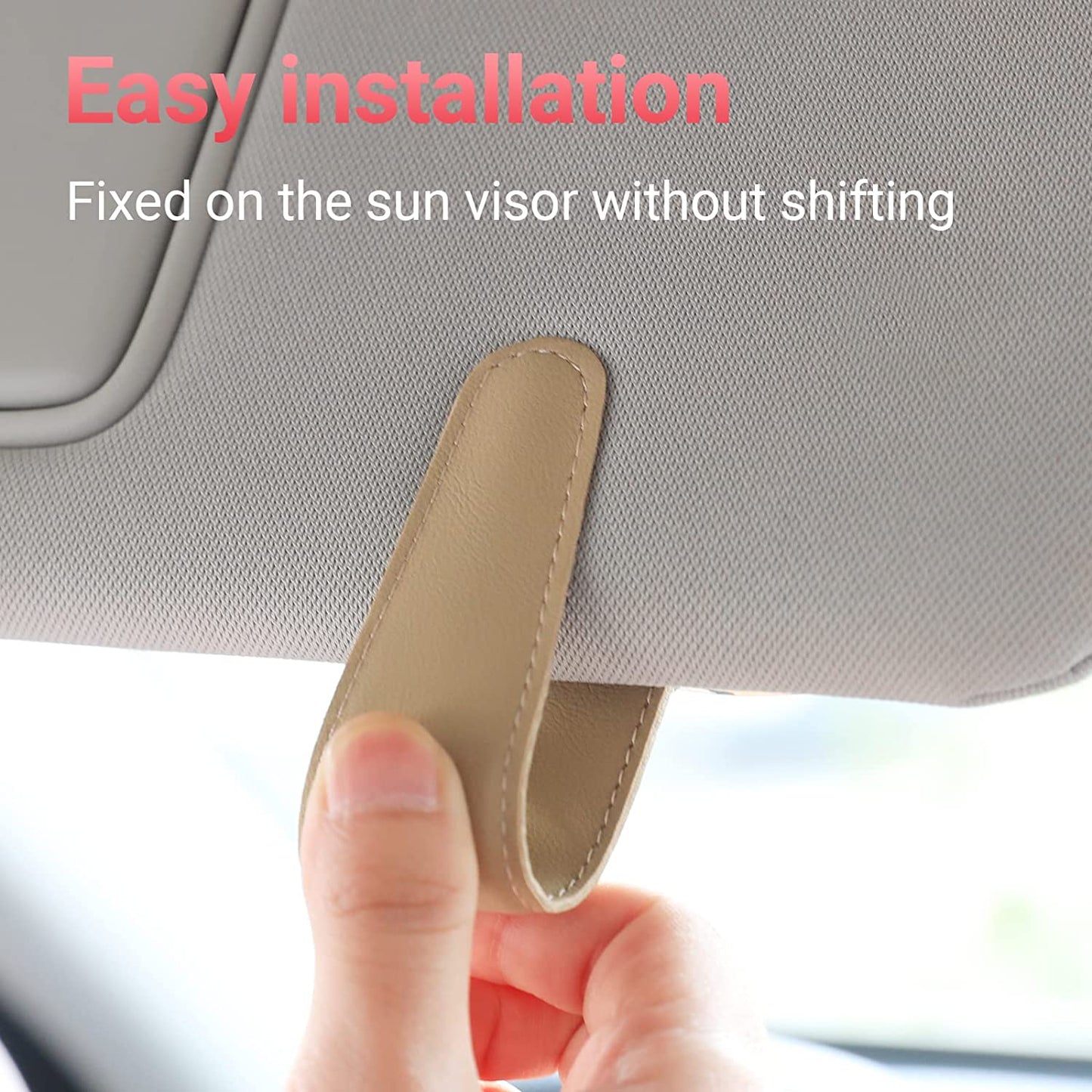 Sunglass Holder for Car Visor Sunglasses Clip Magnetic Leather Glasses Eyeglass Holder Truck Car Interior Accessories Universal for Woman Man -Black