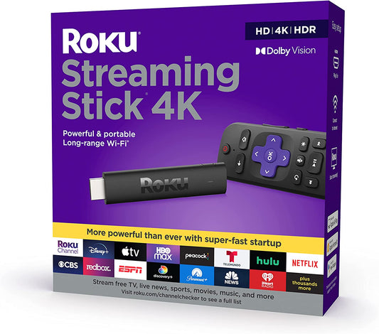 Roku Streaming Stick 4K | Streaming Device 4K/HDR/Dolby Vision with Roku Voice Remote and TV Controls