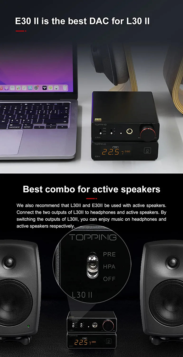 TOPPING [New Version] L30 Mini HiFi Amp Audio Hi-Res Headphone Amplifier NFCA Preamplifier (Sliver)