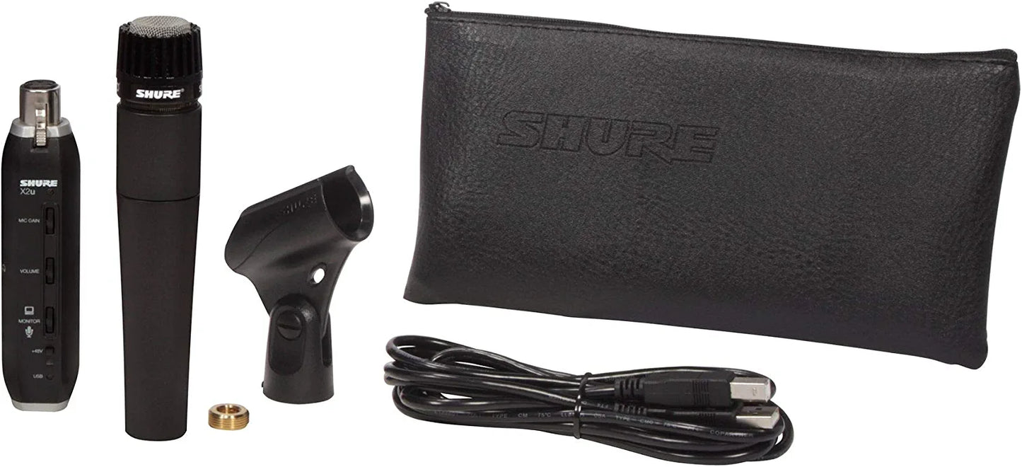 Shure SM57 Cardioid Dynamic Instrument Microphone with Pneumatic Shock Mount, A25D Mic Clip, Storage Bag, 3-pin XLR Connector, No Cable Included (SM57-LC)