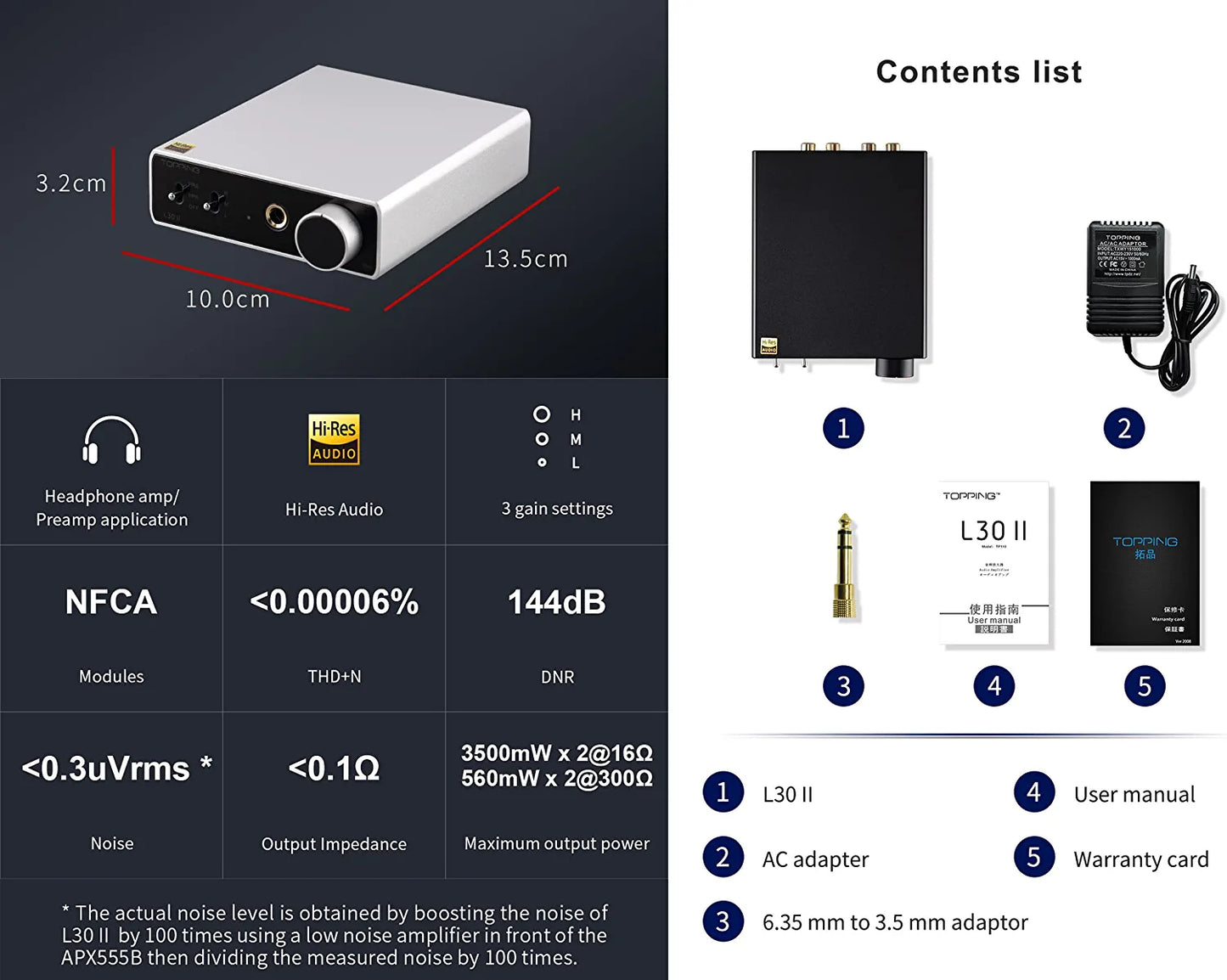 TOPPING [New Version] L30 Mini HiFi Amp Audio Hi-Res Headphone Amplifier NFCA Preamplifier (Sliver)