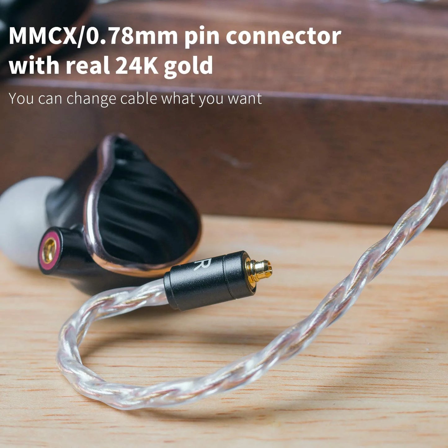 FiiO LC-RE Upgrade/Replacement Cable Gold,Copper and Silver Wires,swappable Plug Headphone Cable 240 Wires (mmcx)