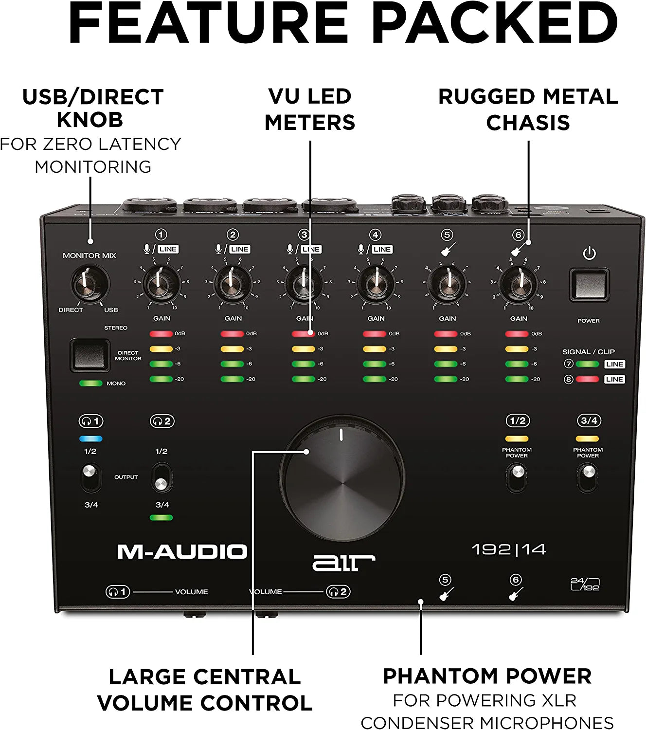 M-Audio AIR 192x4 USB C Audio Interface for Recording, Podcasting, Streaming with Studio Quality Sound, 1 XLR in and Music Production Software