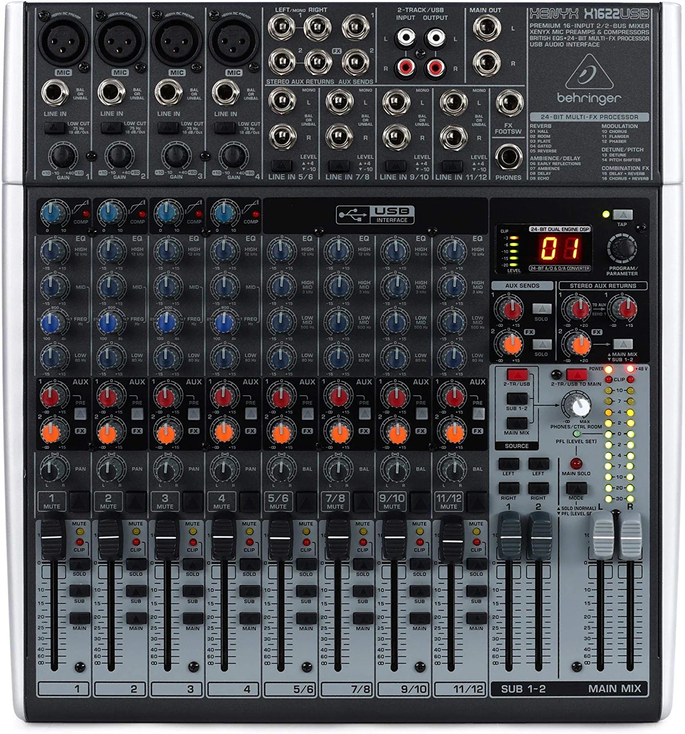 Behringer Xenyx X1622USB Mixer with USB and Effects