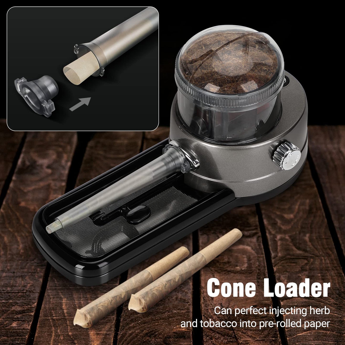 COOL KNIGHT Electric Cigarette Rolling Machine, Portable Tobacco Injector Machine can Grind Filled with Herb, Tobacco, etc. Suitable for Cigarette Tubes and Rolling Papers