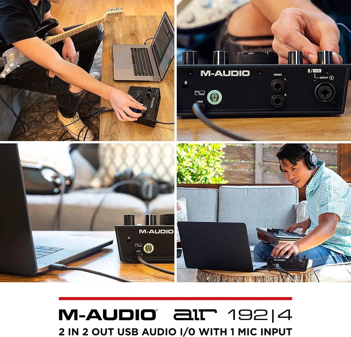 M-Audio AIR 192x4 USB C Audio Interface for Recording, Podcasting, Streaming with Studio Quality Sound, 1 XLR in and Music Production Software