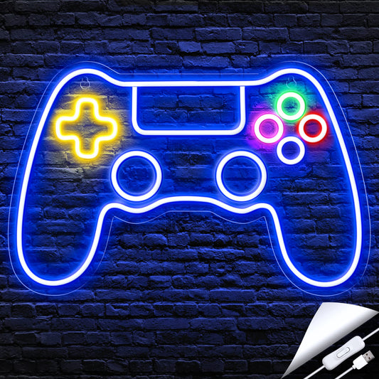 Kavaas Gamer Neon Sign, Game Controller Neon Sign for Gamer Room Decor - Gaming Neon Sign for Teen Boy Room Decor, LED Game Neon Sign Gaming Wall decor - Best Gamer Gifts for Boys, Kids