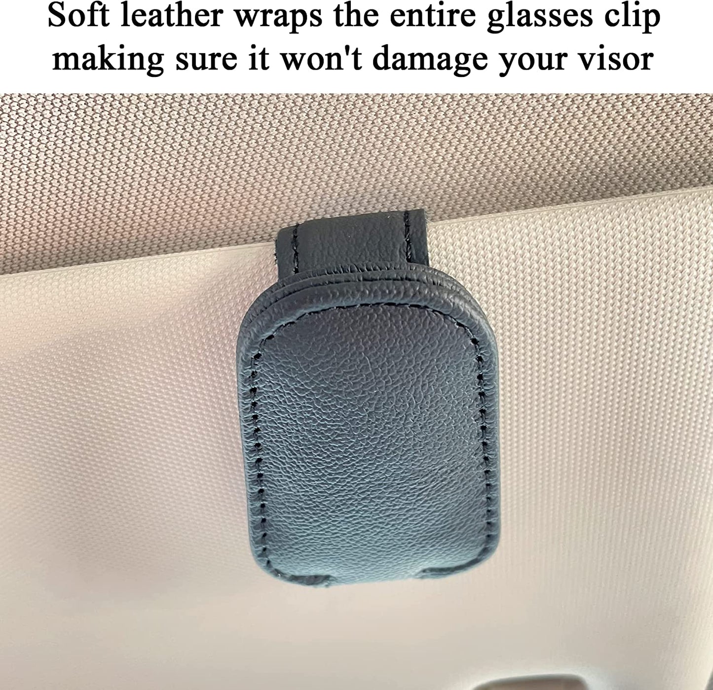 Sunglasses Holders for Car Sun Visor, Magnetic Leather Glasses Eyeglass Hanger Clip for Car, Ticket Card Clip Eyeglasses Mount, Car Visor Accessories(Black)
