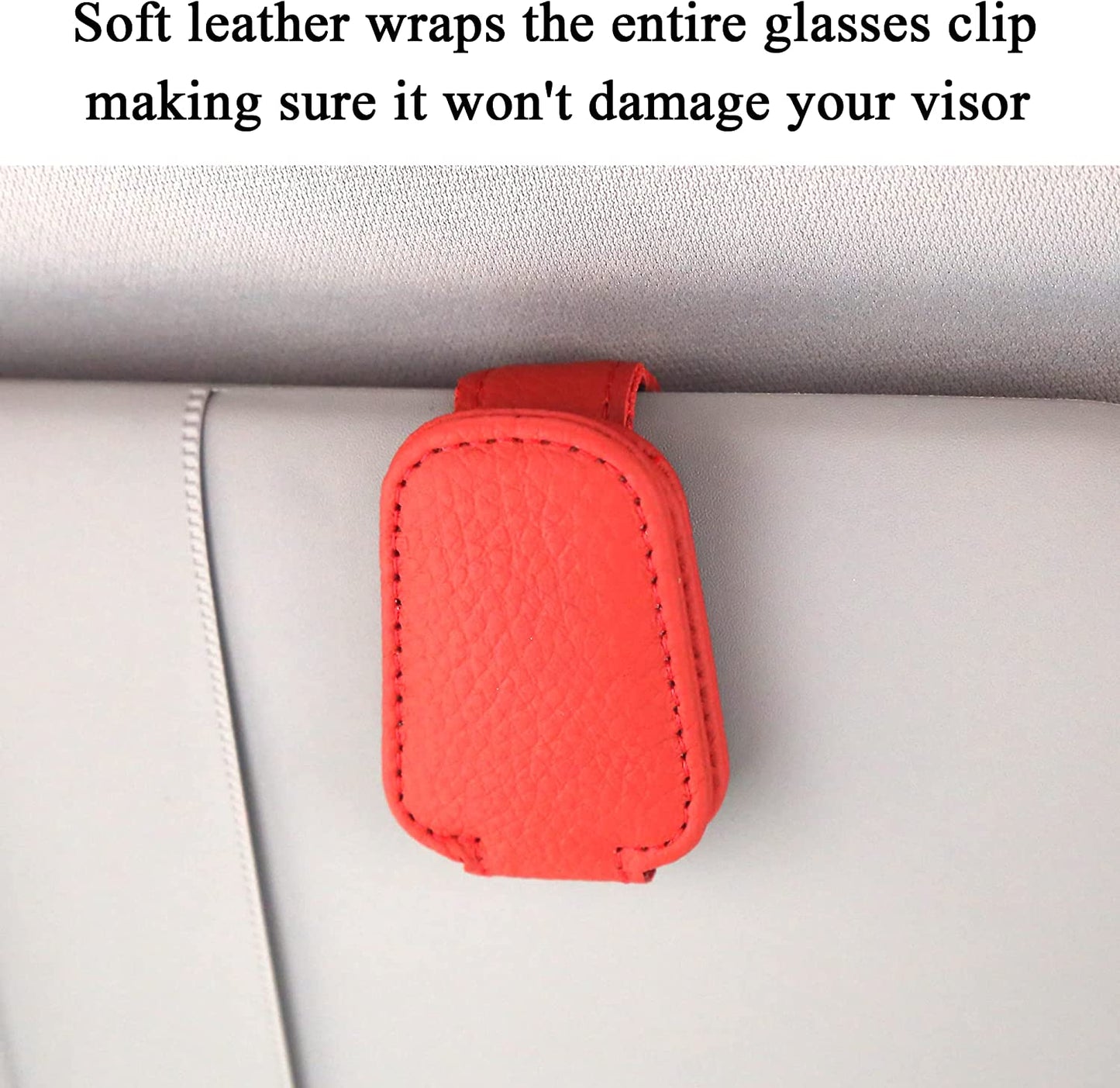 Sunglasses Holders for Car Sun Visor, Magnetic Leather Glasses Eyeglass Hanger Clip for Car, Ticket Card Clip Eyeglasses Mount, Car Visor Accessories(Black)