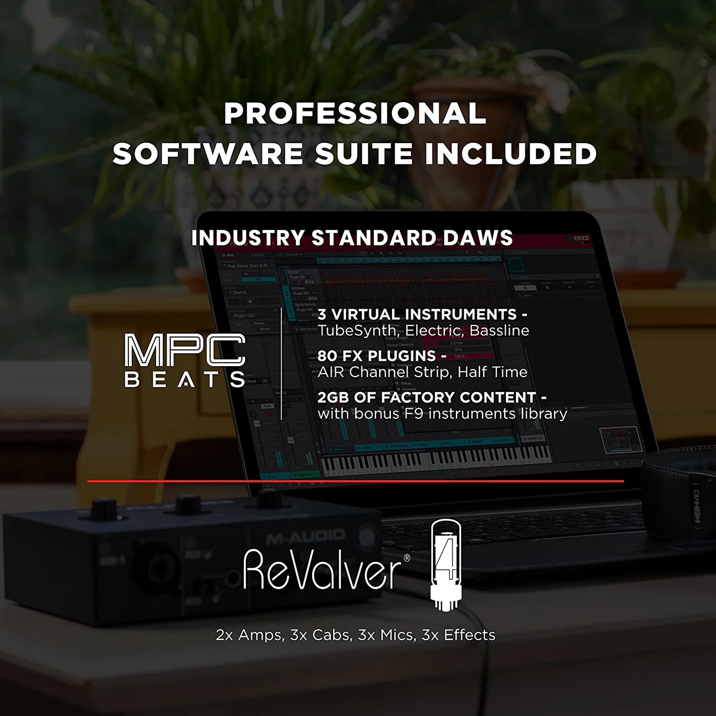 M-Audio M-Track Solo – USB Audio Interface for Recording, Streaming and Podcasting with XLR, Line and DI Inputs, Plus a Software Suite Included