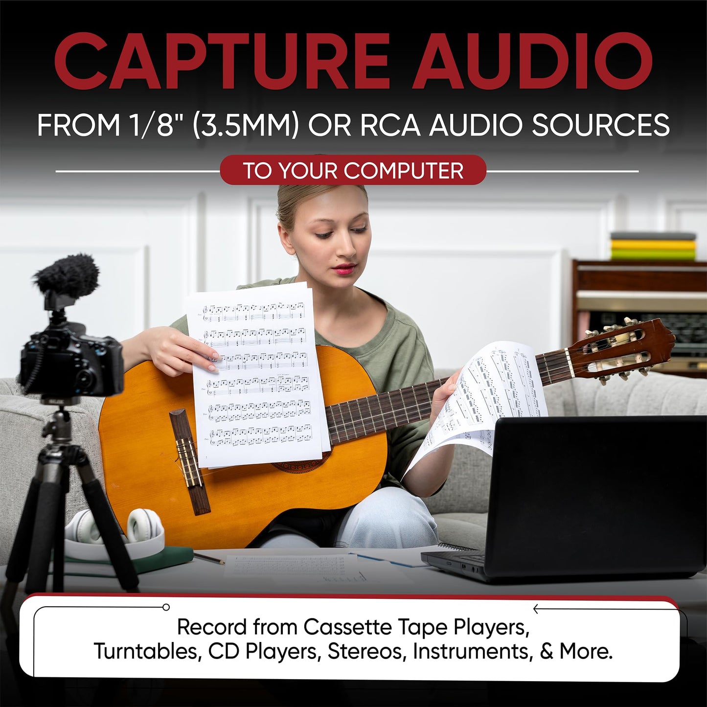 ClearClick Audio to USB 2.0 (Second Generation) - Audio Capture & Live Streaming Device - Input 1/8" 3.5mm Aux AV RCA Audio & Music - USB-C Plug & Play