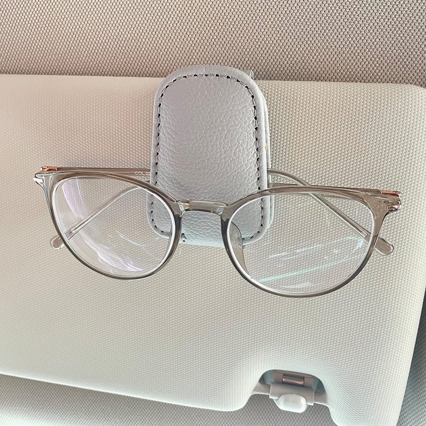 Sunglasses Holders for Car Sun Visor, Magnetic Leather Glasses Eyeglass Hanger Clip for Car, Ticket Card Clip Eyeglasses Mount, Car Visor Accessories(Black)