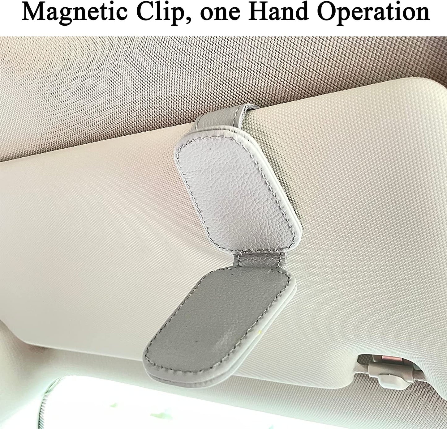Sunglasses Holders for Car Sun Visor, Magnetic Leather Glasses Eyeglass Hanger Clip for Car, Ticket Card Clip Eyeglasses Mount, Car Visor Accessories(Black)