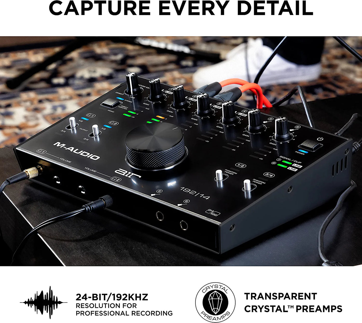 M-Audio AIR 192x4 USB C Audio Interface for Recording, Podcasting, Streaming with Studio Quality Sound, 1 XLR in and Music Production Software