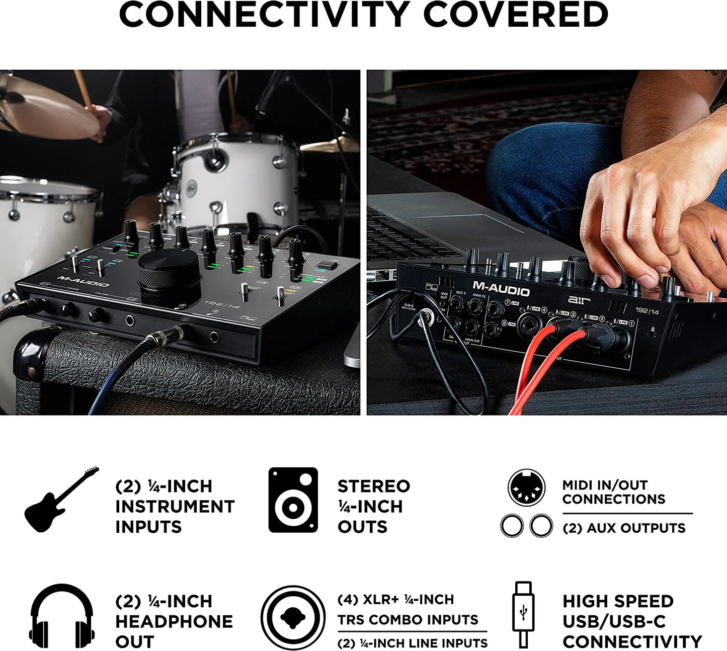 M-Audio AIR 192x4 USB C Audio Interface for Recording, Podcasting, Streaming with Studio Quality Sound, 1 XLR in and Music Production Software