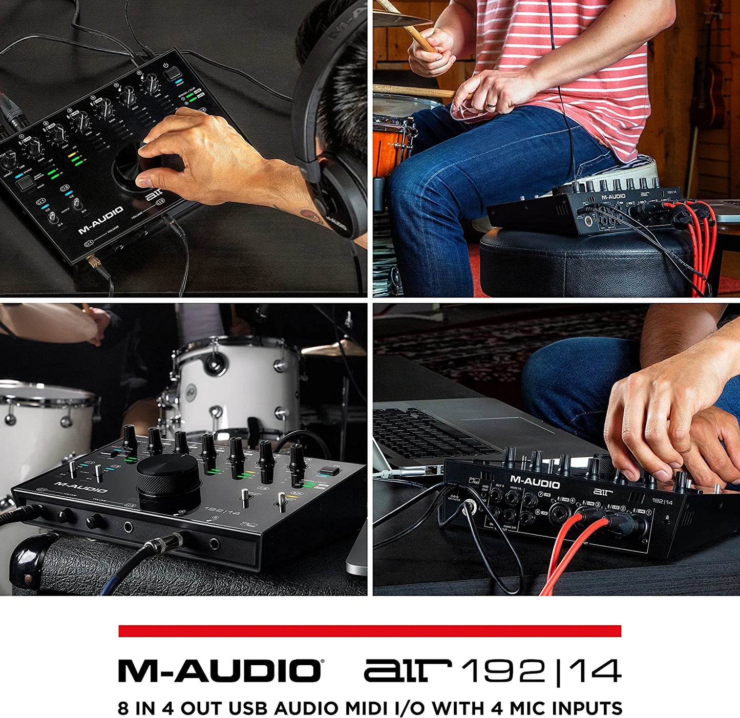 M-Audio AIR 192x4 USB C Audio Interface for Recording, Podcasting, Streaming with Studio Quality Sound, 1 XLR in and Music Production Software